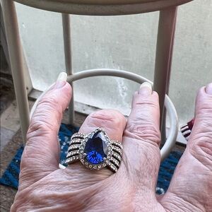 Elegant NWT Silver and Blue Sapphire Women's Ring